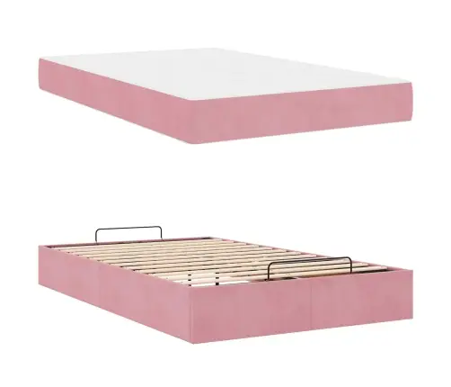 Voodiraam Madratsiga Madratsiga 2 Pcs Roosa Samet