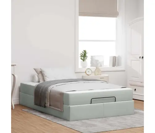 Gultas Rāmis Ar Matraci Gaiši Pelēka 140 X 190 Cm Samts Vidaxl