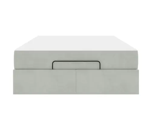 Gultas Rāmis Ar Matraci Gaiši Pelēka 140 X 190 Cm Samts Vidaxl