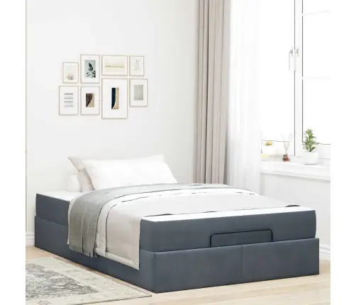 Gultas Rāmis Ar Uzglabāšanu Tumši Pelēka 140 X 190 Cm Samts Vidaxl