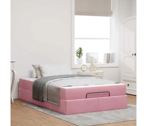 Voodiraam Madratsiga Madratsiga 2 Pcs Roosa Samet