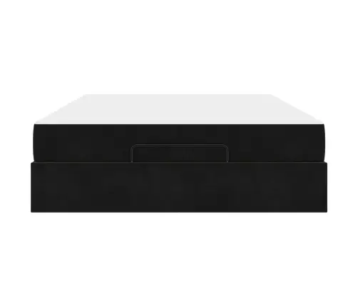 Gultas Rāmis Ar Uzglabāšanu Melna 140 X 200 Cm Samts Vidaxl