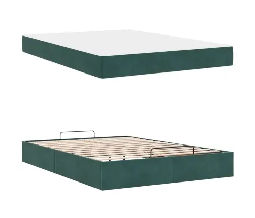 Gultas Rāmis Tumši Zaļa 140 X 200 Cm Samts Vidaxl