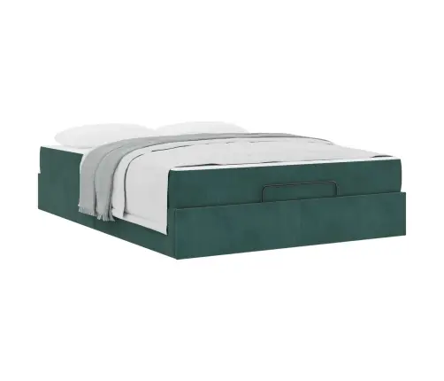 Gultas Rāmis Tumši Zaļa 140 X 200 Cm Samts Vidaxl