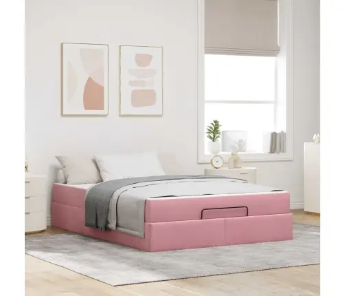 Voodiraam Madratsiga Madratsiga 2 Pcs Roosa Samet