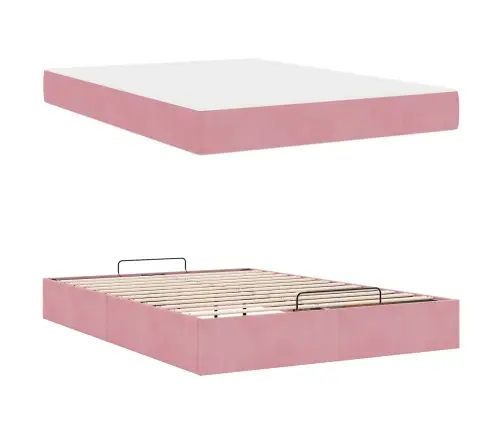 Voodiraam Madratsiga Madratsiga 2 Pcs Roosa Samet