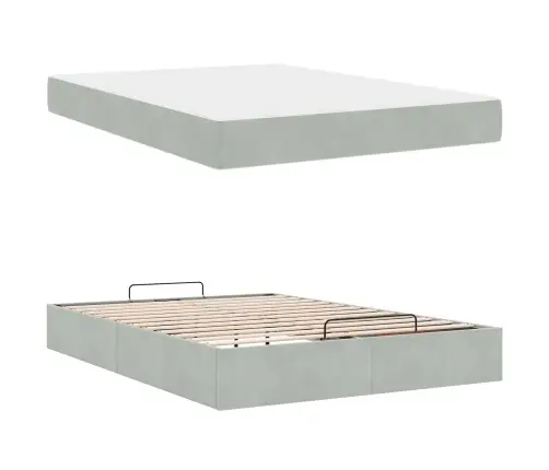 Gultas Rāmis Cits Gaiši Pelēka 160 X 200 Cm Samts Vidaxl