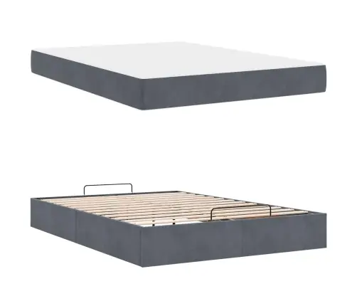Gultas Rāmis Cits Tumši Pelēka 160 X 200 Cm Samts Vidaxl