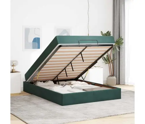 Voodiraam Madratsiga Madratsiga 2 Pcs Roheline Samet