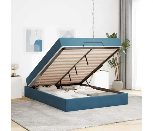 Gultas Rāmis Cits Zila 160 X 200 Cm Samts Vidaxl