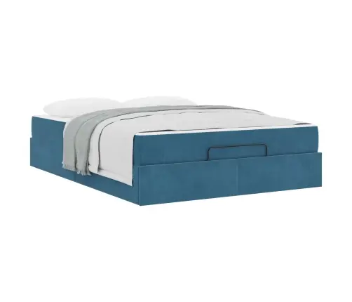 Gultas Rāmis Cits Zila 160 X 200 Cm Samts Vidaxl