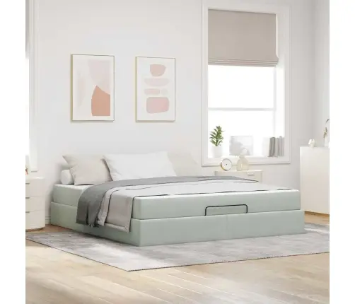 Gultas Rāmis Cits Gaiši Pelēka 180 X 200 Cm Samts Vidaxl