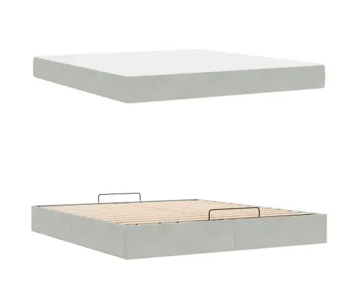 Lovos Rėmas Su Čiužiniu 2 Pcs Šviesiai Pilka Aksomas