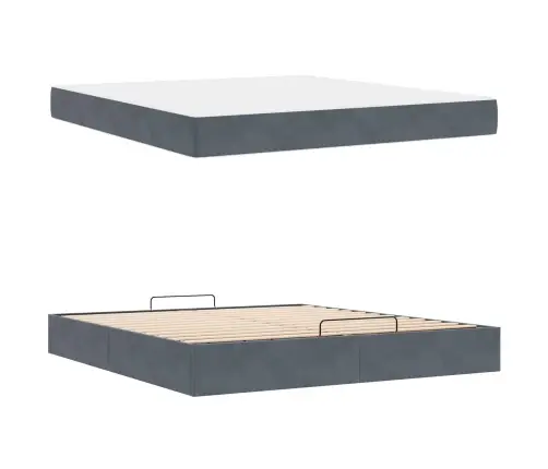 Lovos Rėmas Su Čiužiniu Su Čiužiniu 2 Pcs Blanki Pilka Aksomas