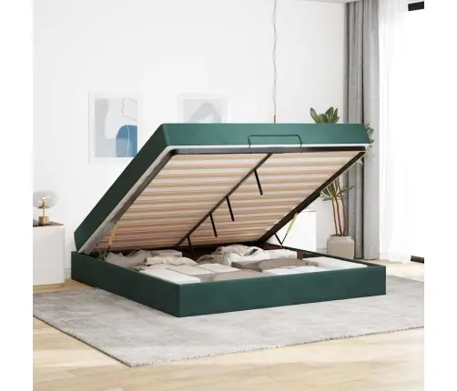 Voodiraam Madratsiga Madratsiga 2 Pcs Roheline Samet