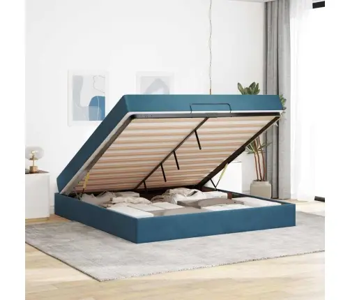 Gultas Rāmis Cits Zila 180 X 200 Cm Samts Vidaxl