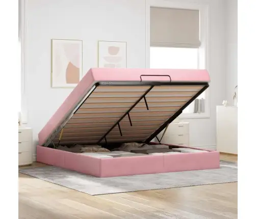 Gultas Rāmis Rozā 180 X 200 Cm Samts Vidaxl