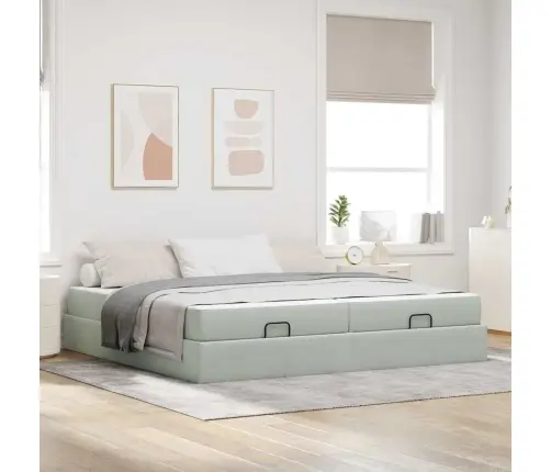 Gultas Rāmis Gaiši Pelēka 200 X 200 Cm Samts Vidaxl