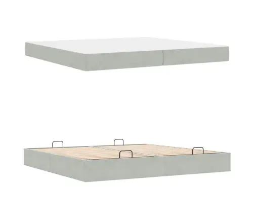 Gultas Rāmis Gaiši Pelēka 200 X 200 Cm Samts Vidaxl