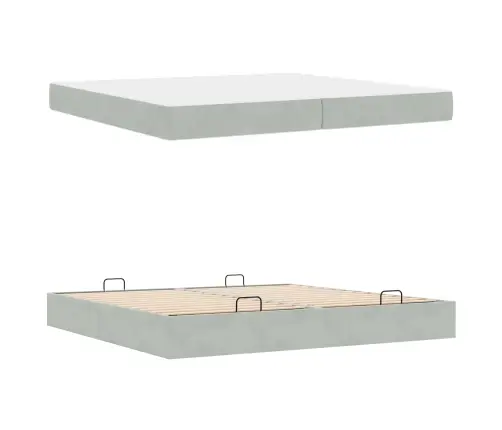 Lovos Rėmas Su Čiužiniu 2 Pcs Šviesiai Pilka Aksomas