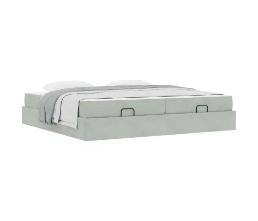 Lovos Rėmas Su Čiužiniu 2 Pcs Šviesiai Pilka Aksomas