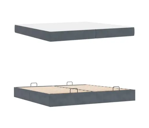 Gultas Rāmis Tumši Pelēka 200 X 200 Cm Samts Vidaxl