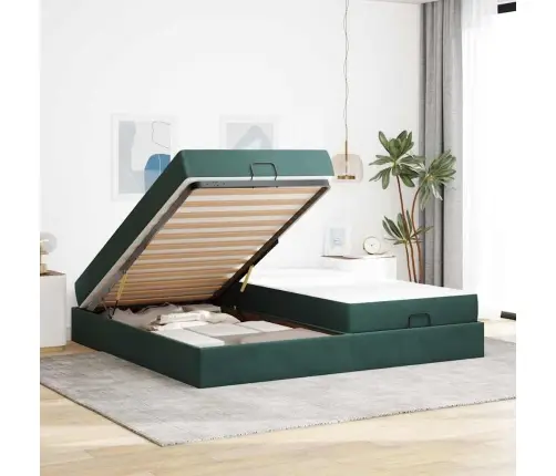 Voodiraam Madratsiga Madratsiga 2 Pcs Roheline Samet