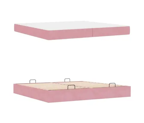 Gultas Rāmis Rozā 200 X 200 Cm Samts Vidaxl