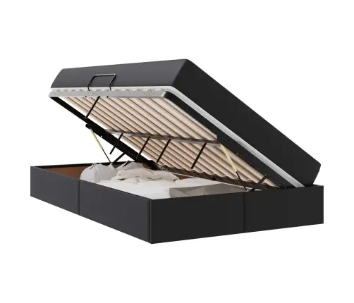 Voodi Hoiukohaga Ja Madratsiga Madratsiga 2 Pcs Must Nahk