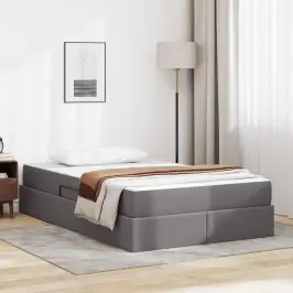 Lova Su Daiktų Laikymo Vieta Ir Čiužiniu 2 Pcs Pilka Oda