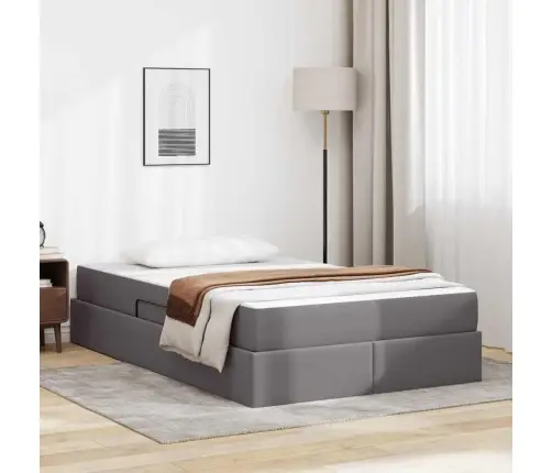 Lova Su Daiktų Laikymo Vieta Ir Čiužiniu 2 Pcs Pilka Oda