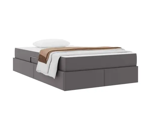 Lova Su Daiktų Laikymo Vieta Ir Čiužiniu 2 Pcs Pilka Oda