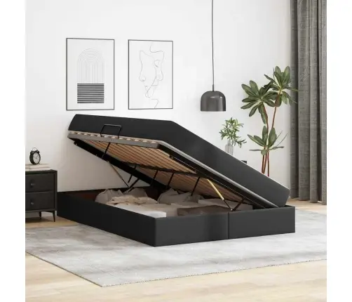 Gulta Ar Uzglabāšanas Vietu Un Matraci Melna 140 X 190 Cm Vidaxl