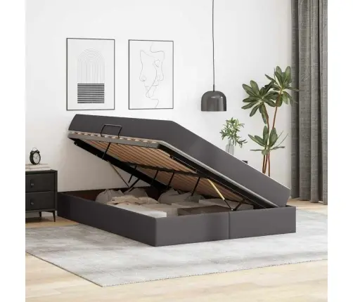 Gulta Ar Uzglabāšanas Vietu Un Matraci Pelēka 140 X 190 Cm Vidaxl