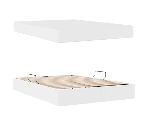 Lova Su Daiktų Laikymo Vieta Ir Čiužiniu 2 Pcs Balta Oda