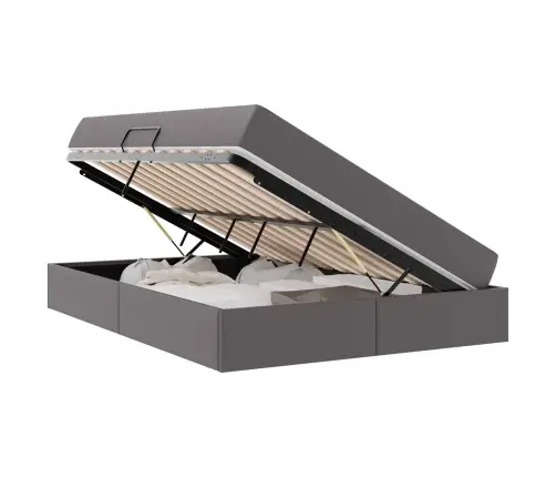 Lova Su Daiktų Laikymo Vieta Ir Čiužiniu 2 Pcs Pilka Oda