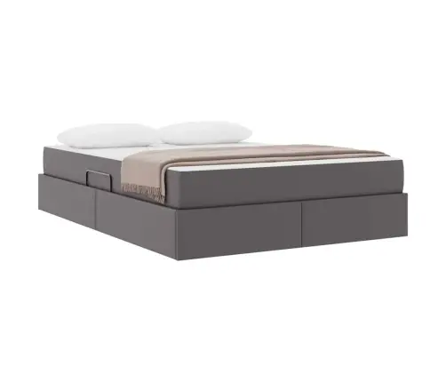 Lova Su Daiktų Laikymo Vieta Ir Čiužiniu 2 Pcs Pilka Oda