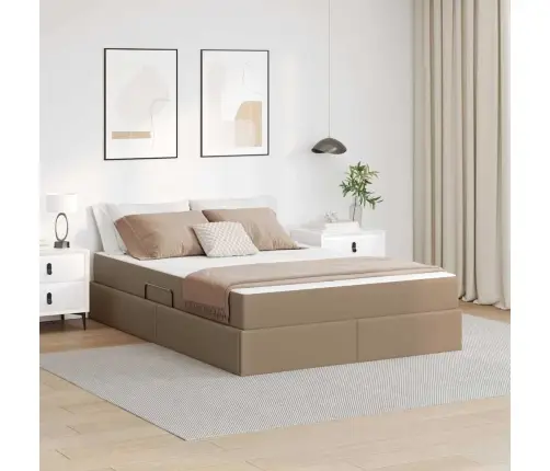 Voodi Hoiukohaga Ja Madratsiga Madratsiga 2 Pcs Cappuccino Nahk