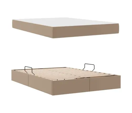 Voodi Hoiukohaga Ja Madratsiga Madratsiga 2 Pcs Cappuccino Nahk