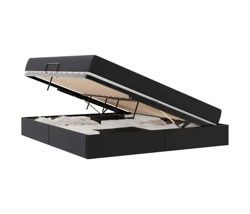 Voodi Hoiukohaga Ja Madratsiga Madratsiga 2 Pcs Must Nahk