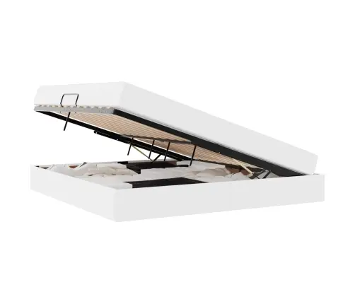 Lova Su Daiktų Laikymo Vieta Ir Čiužiniu 2 Pcs Balta Oda