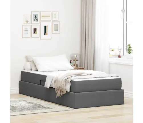 Lova Su Daiktų Laikymo Vieta Ir Čiužiniu Tamsiai Pilka