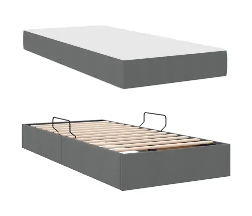 Lova Su Daiktų Laikymo Vieta Ir Čiužiniu Tamsiai Pilka