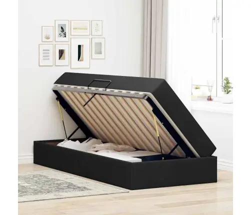 Gulta Ar Uzglabāšanas Vietu Un Matraci Melna 90 X 200 Cm Vidaxl