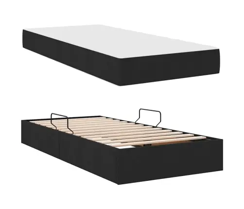 Gulta Ar Uzglabāšanas Vietu Un Matraci Melna 90 X 200 Cm Vidaxl