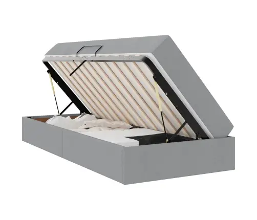 Voodi Hoiukohaga Ja Madratsiga Helehall 100 X 200 Cm Polüester