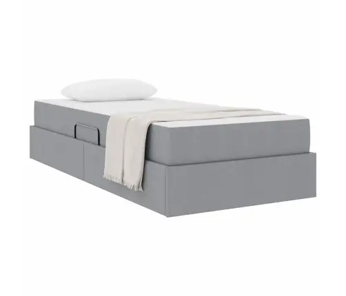 Voodi Hoiukohaga Ja Madratsiga Helehall 100 X 200 Cm Polüester