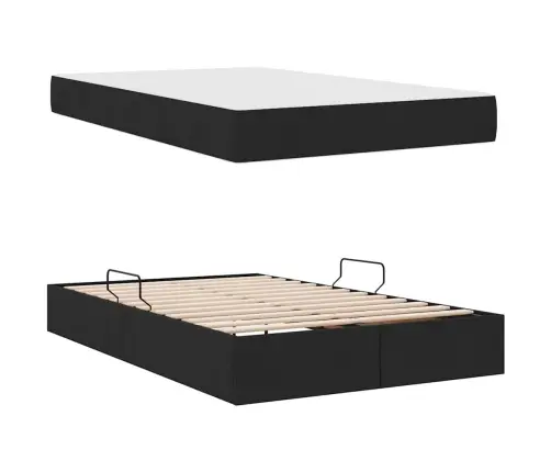 Gulta Ar Uzglabāšanas Vietu Un Matraci Melna 120 X 200 Cm Vidaxl