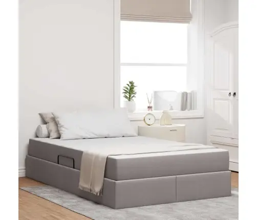 Gulta Ar Uzglabāšanas Vietu Un Matraci Pelēkbrūna 120 X 200 Cm Vidaxl