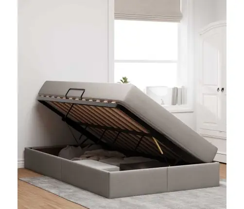 Gulta Ar Uzglabāšanas Vietu Un Matraci Pelēkbrūna 120 X 200 Cm Vidaxl